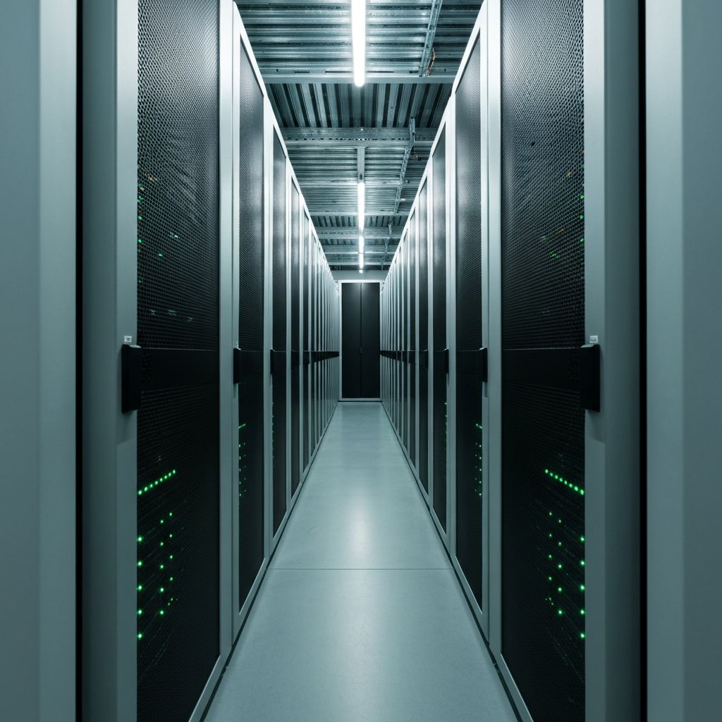 Modern infrastructure corridor representing data pipelines